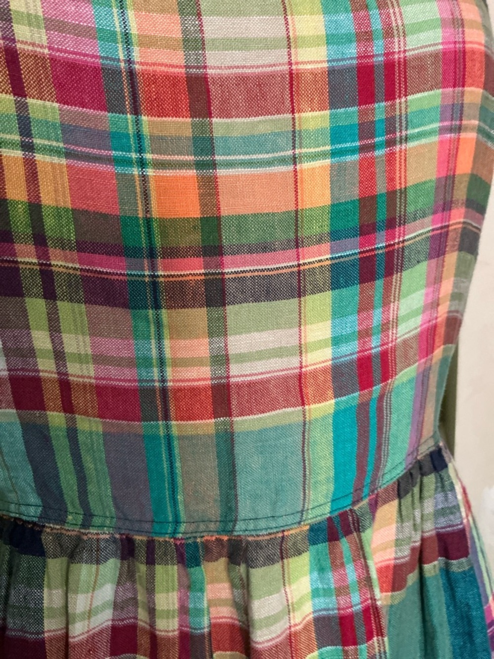 Ralph Lauren Plaid Linen Midi Dress - SIZE 2 - Picture 13 of 15